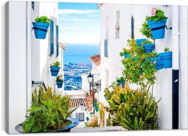 Постер на подрамнике - Живописная улица Михас