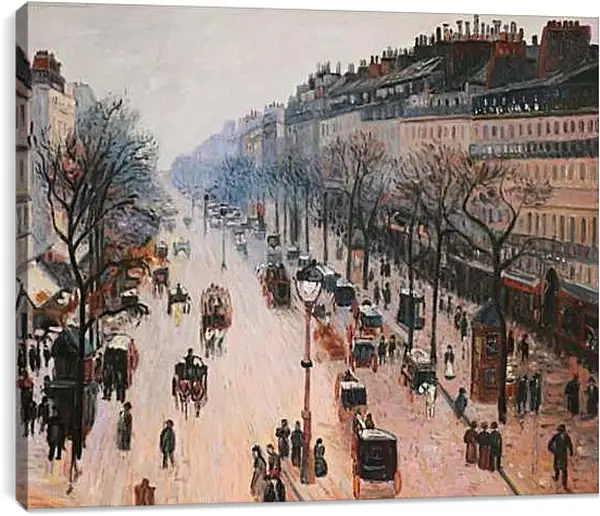 Постер на подрамнике - Бульвар Монмартр зимним утром. Камиль Писсарро
