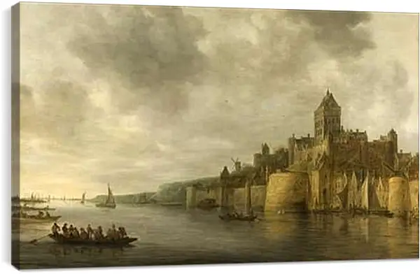 Постер на подрамнике - View on the waal janvangoyen. Ян ван Гойен