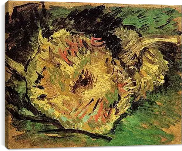 Постер на подрамнике - Two Cut Sunflowers - Подсолнухи. Винсент Ван Гог