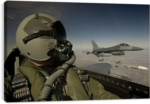 Постер на подрамнике - Лётчик в самолёте