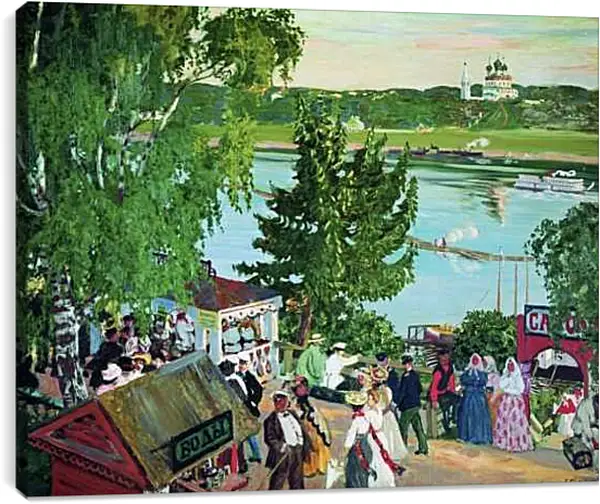 Постер на подрамнике - Гулянье на Волге. Борис Кустодиев