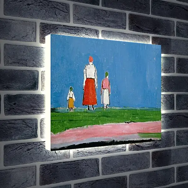 Лайтбокс световая панель - Трое в поле. Малевич Казимир