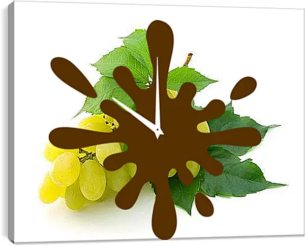 Часы картина - Желтый виноград и листья. Солнечный Виноград.