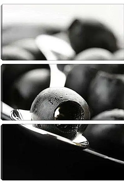 Модульная картина - Черные оливки. Оливки в серебре.