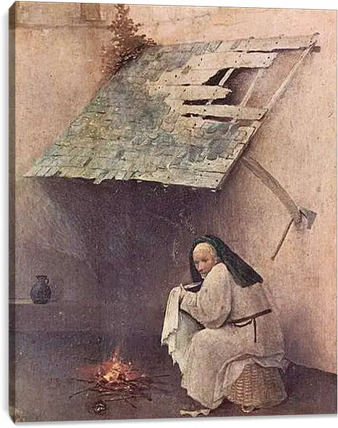 Постер на подрамнике - Epiphanie-Triptychon, linker Flugel - Hl. Petrus und kniender Stifter. Иероним Босх