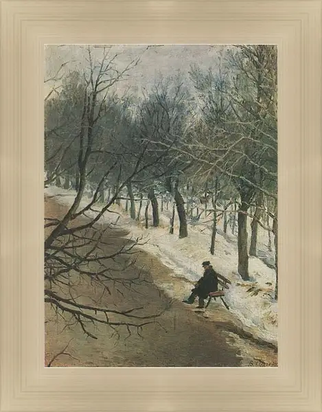 Картина в раме - Зубовский бульвар зимою. Василий Суриков