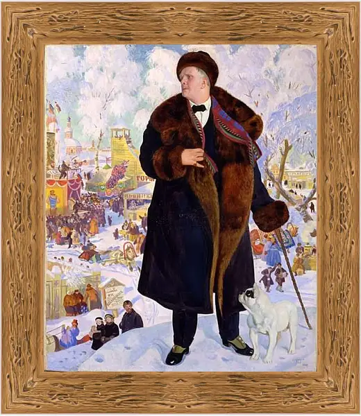 Картина в раме - Портрет Шаляпина. Борис Кустодиев