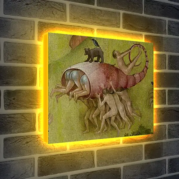 Лайтбокс световая панель - Lobster shell with people. Иероним Босх