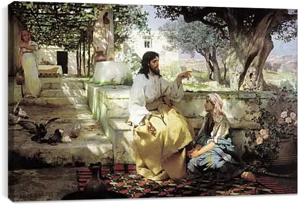 Постер на подрамнике - Христос у Марфы и Марии. Семирадский Генрих