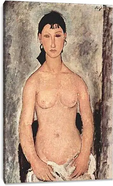 Постер на подрамнике - Stehender Akt (Elvira). Стоящая обнажённая. Амедео Модильяни