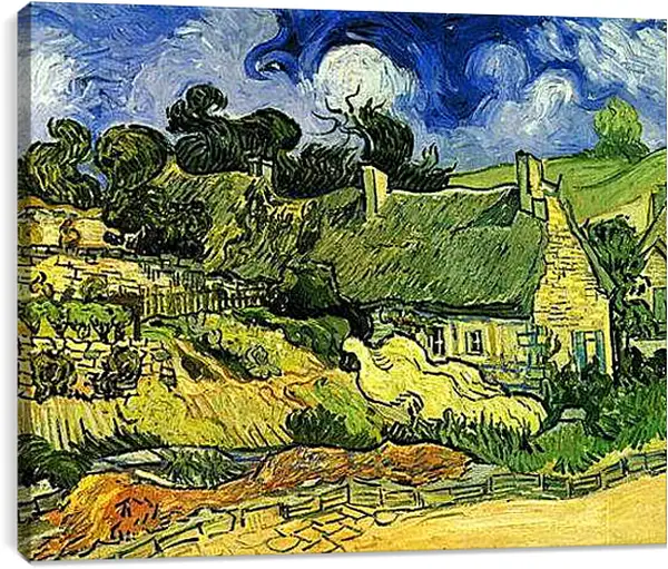 Постер на подрамнике - Thatched Cottages at Cordeville. Винсент Ван Гог