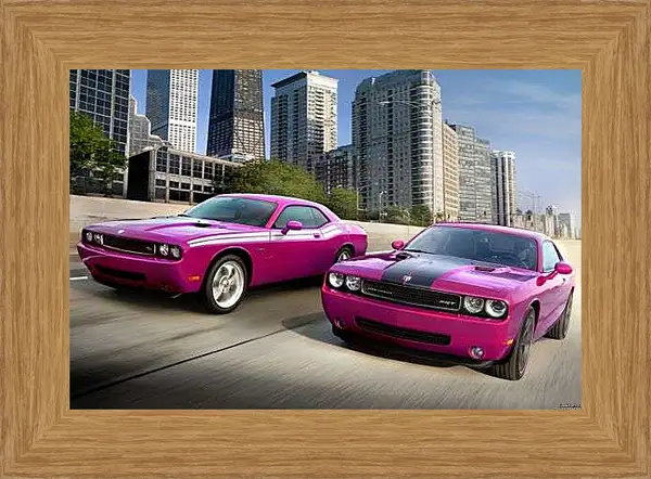 Картина в раме - Розовые мустанги