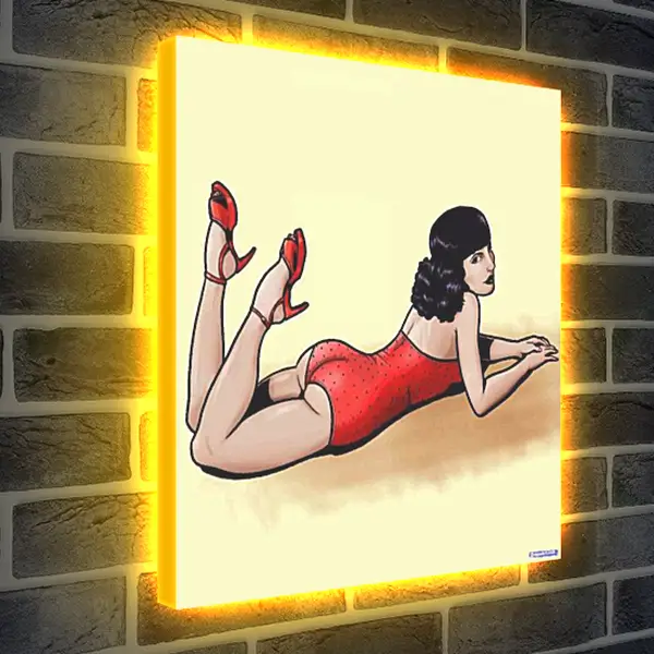 Лайтбокс световая панель - Девушка в красном купальнике (стиль пин ап)