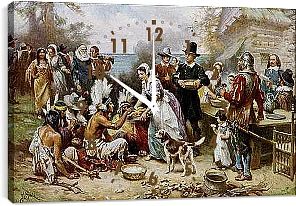 Часы картина - The First Thanksgiving. Жан-Леон Жером