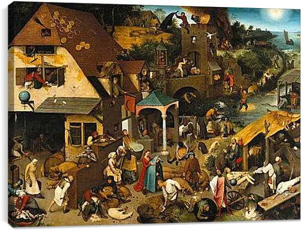 Постер на подрамнике - Нидерландские пословицы. Брейгель Питер Старший