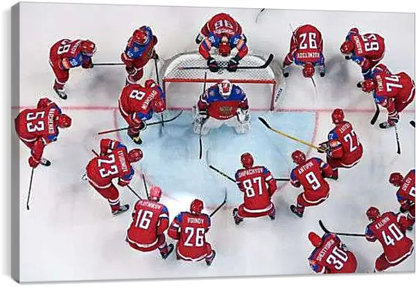 Постер на подрамнике - Команда. Сборная России по хоккею. Вид сверху