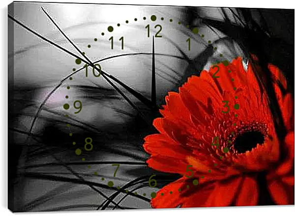 Часы картина - Красный цветок