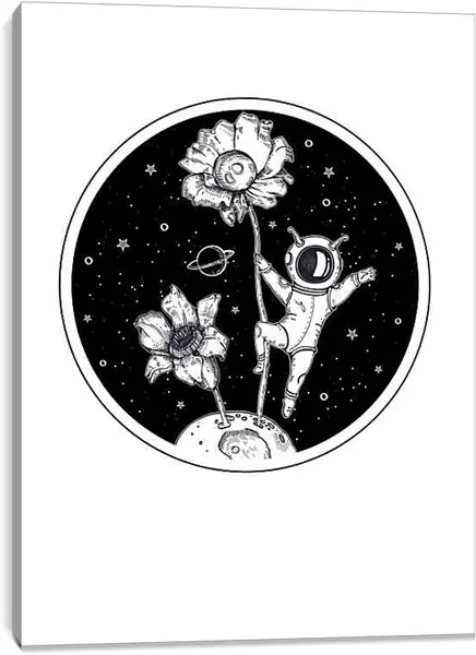 Постер на подрамнике - Астронавт и цветок