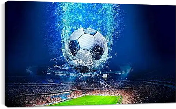 Постер на подрамнике - Мяч над стадионом