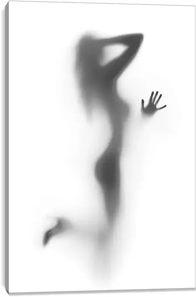 Постер на подрамнике - Силуэт девушки за стеклом 1