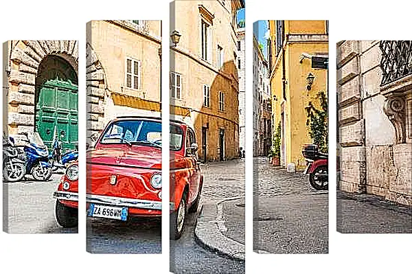 Модульная картина - Fiat Nuova 500 на улице Рима