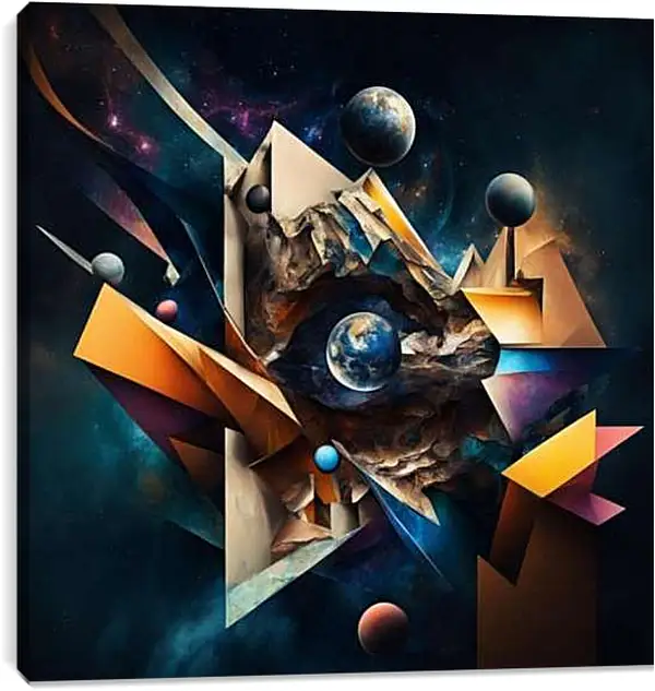 Постер на подрамнике - Космос Кубизм