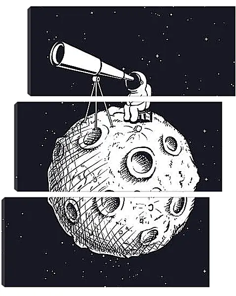 Модульная картина - Космонавт смотрит в телескоп