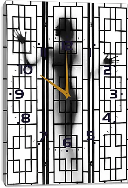 Часы картина - Девушка за ширмой. Силуэт