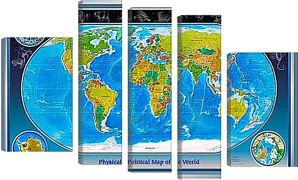 Модульная картина - Физико-политическая карта мира