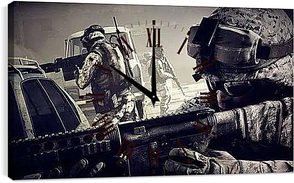 Часы картина - battlefield 3, soldiers, machine