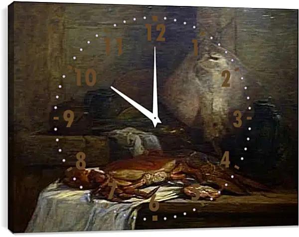 Часы картина - Nature morte a la raie. Эжен Буден