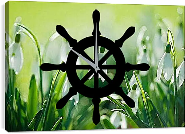 Часы картина - Подснежники весной