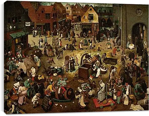 Постер на подрамнике - Битва карнавала и поста. Брейгель Питер Старший