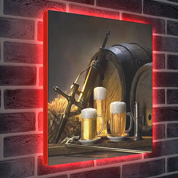 Лайтбокс световая панель - Кружки пива. Хмельное настроение.