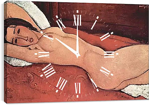 Часы картина - Reclining Nude. Лежащая обнажённая 3. Амедео Модильяни