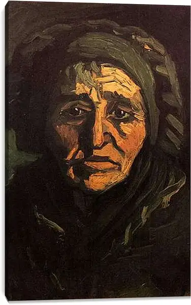 Постер на подрамнике - Head of a Peasant Woman with Greenish Lace Cap. Винсент Ван Гог
