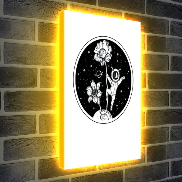 Лайтбокс световая панель - Астронавт и цветок