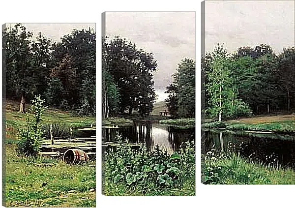 Модульная картина - Пейзаж с прудом. Ефим Волков
