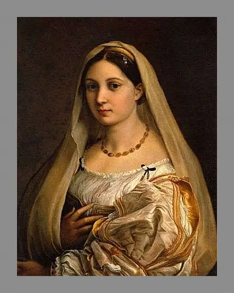 Картина в раме - Донна Велата (Женщина под вуалью. Портрет Форнарины. Дама под покрывалом). Санти Рафаэль