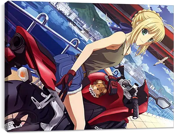 Постер на подрамнике - Девушка на мотоцикле