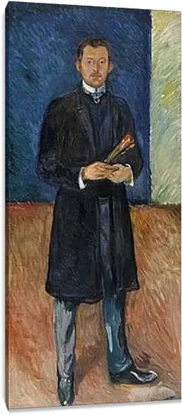 Постер на подрамнике - Self-Portrait with Brushes. Эдвард Мунк