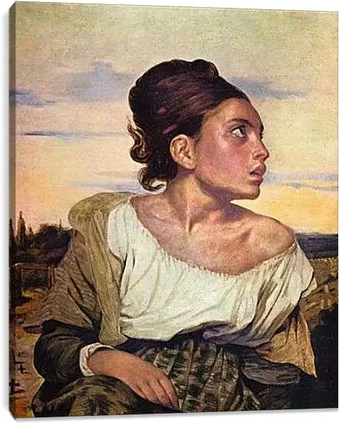 Постер на подрамнике - Jeune orpheline au cimetiere. Эжен Делакруа