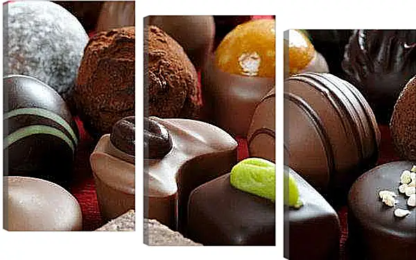 Модульная картина - Полный стол десертов. Шоколадное наслаждение.