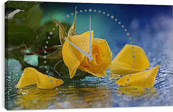 Часы картина - Желтая роза