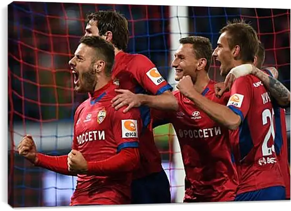 Постер на подрамнике - Празднование гола. ФК ЦСКА Москва. FC CSKA Moscow