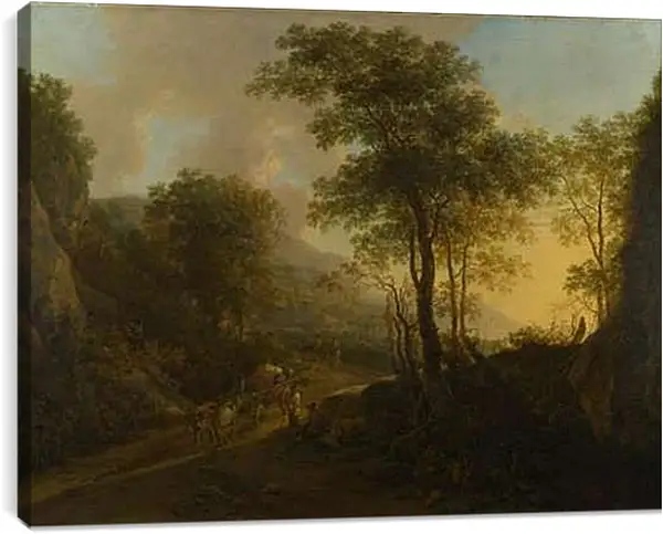 Постер на подрамнике - A Rocky Landscape with an Ox-cart. Ян Бот