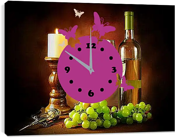 Часы картина - Вечер, вино, отдых. Вечернее Вино.