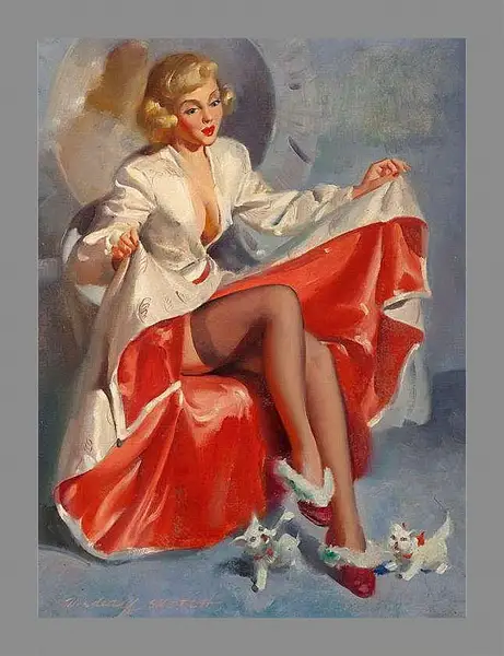 Картина в раме - Дама со щенками