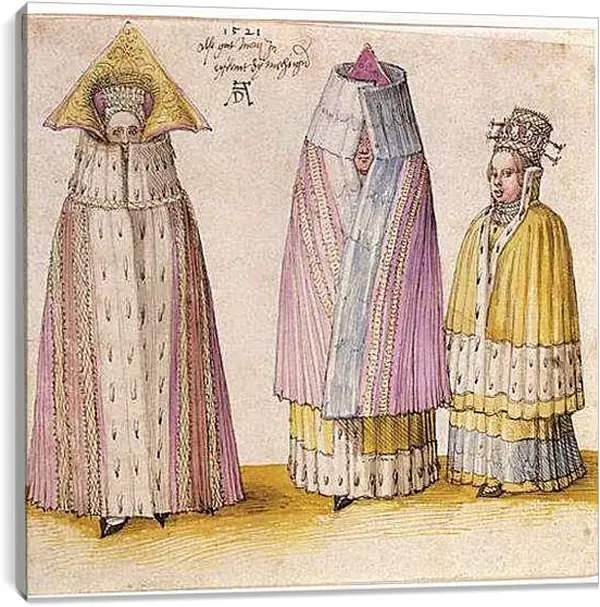 Постер на подрамнике - Three powerful Livlä. Три могущественные дамы из Ливонии. Альбрехт Дюрер